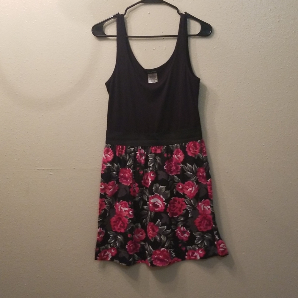 Black and floral skater dress